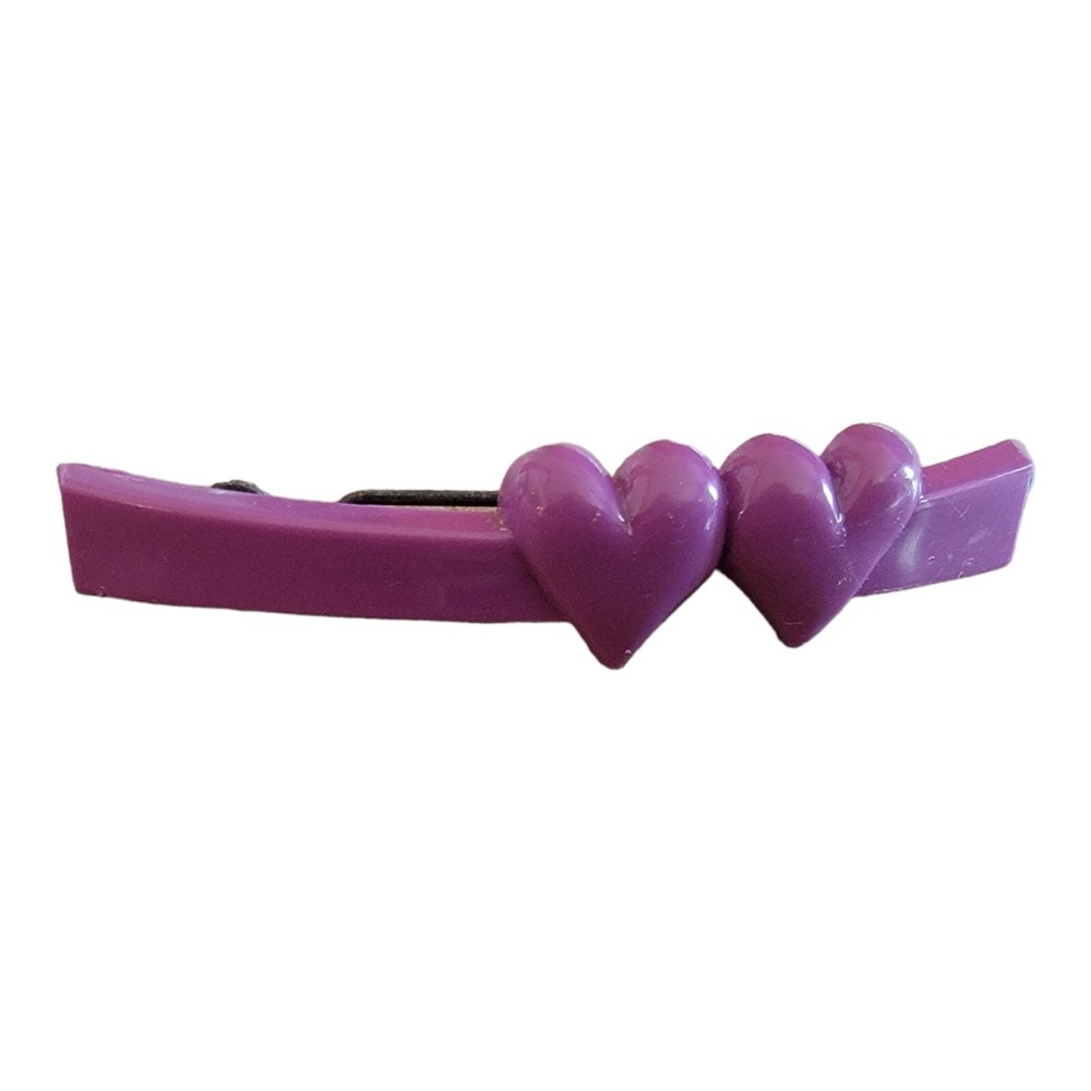 Vintage 1980s Hair Barrette Purple Heart Curved USA 2.75"